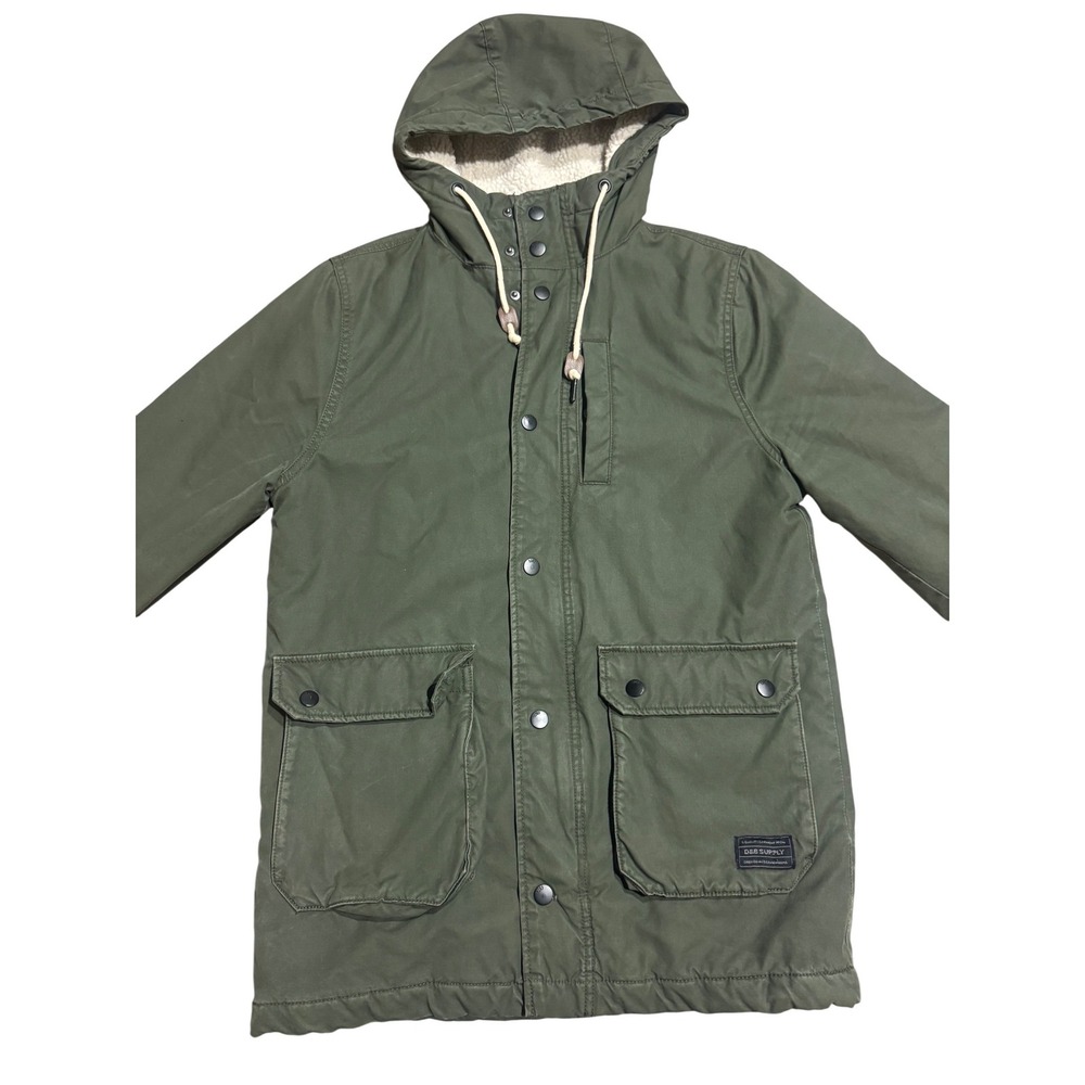 H&M Divided DB Supply No 1 Olive Green Hooded Parka Jacket Mens XS USN13.40C3X